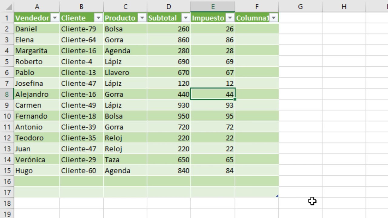 Tablas en Excel